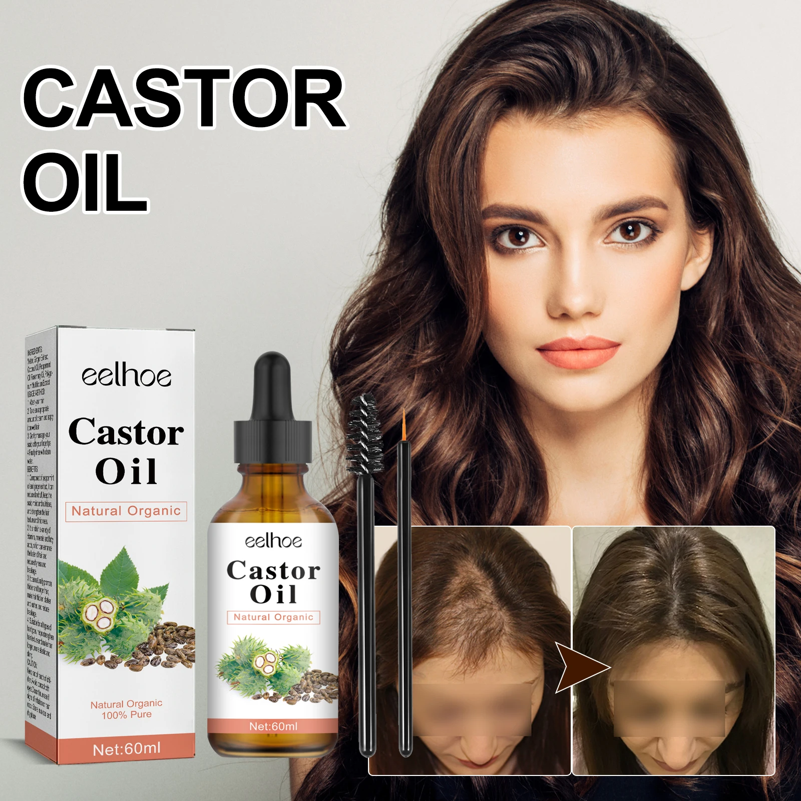 EELHOE Organic Castor Oil Natural Formula Castor Oil Strengthening Pressing Black Castor Oil
