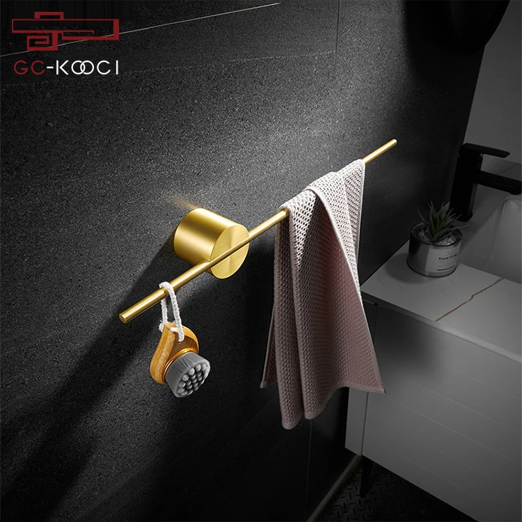 Creative bathroom aluminum single rod towel rack bathroom brushed gold towel bar