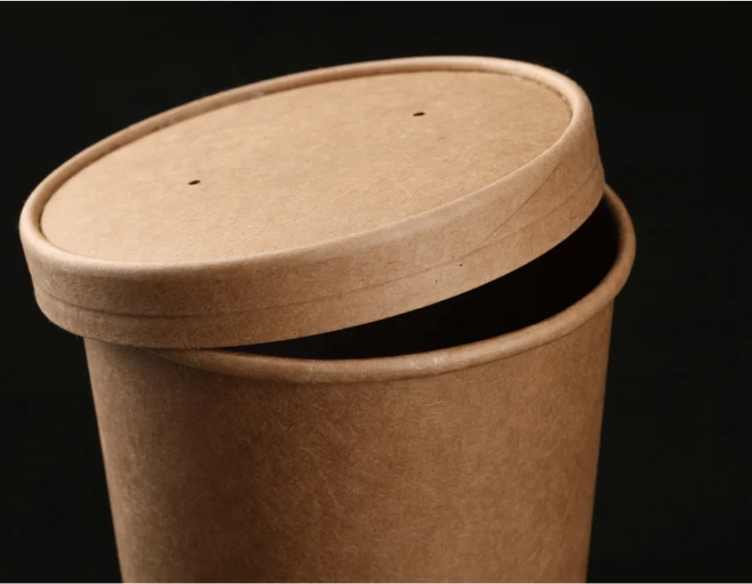 Wholesale Cheap Price Disposable Spaghetti Box Paper Kraft Noodle Paper Cups with Lid