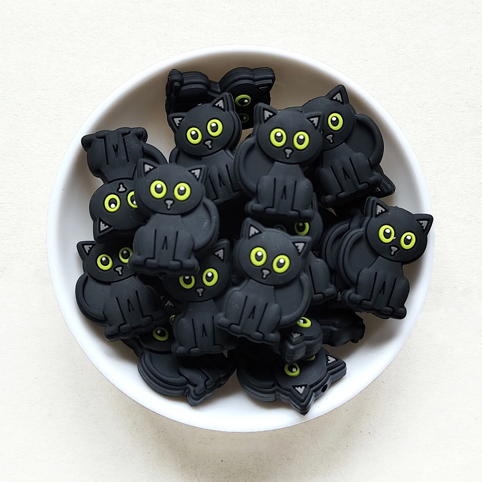 Black Cat Silicone Beads Diy Pacifier Chain Accessories Baby Teething Animal Teether Silicone Focal Beads