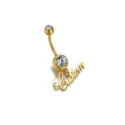 Custom Belly Button Rings Letter Custom Personalized Belly Rings Surgical Stainless Steel Navel Piercings Body Jewelry for Wome
