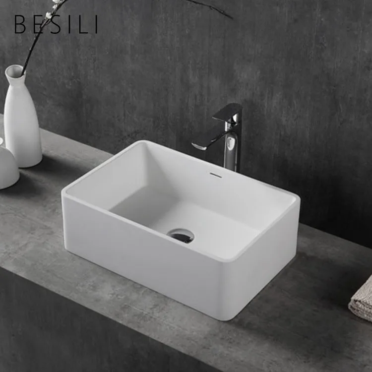 Bathroom hand wash basin solid surface stone sanitary ware white sinks