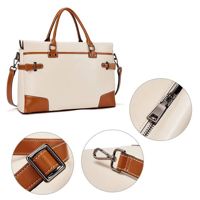 genuine leather briefcase office women handbags large capacity business laptop ladies hand bags shoulder bag