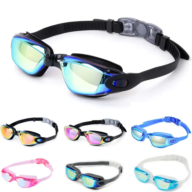 Wholesale Silicone Frames Fashion Swimming Goggles Mirrored Swimming Goggles Glasses With Custom Case
