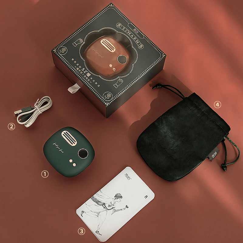 
Maoxin new arrival cute mini green rechargeable 5000mah hand warmer power banks with digital display for power and temperature 