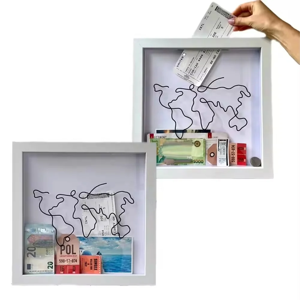Adventure Archive Travel Shadow Box, Tickets Shadow Box With Slot 6x6 8x8 11.5x11.5 In Memory Boxes, Funny Travel Keepsake Box