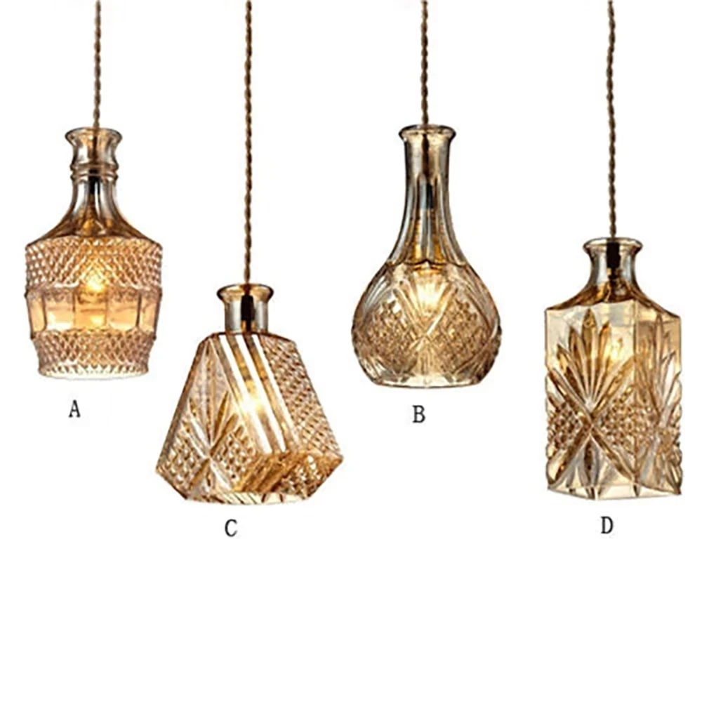 Creative Retro Glass Wine Bottle Pendant light For Bar Living Room Bedroom Dining
