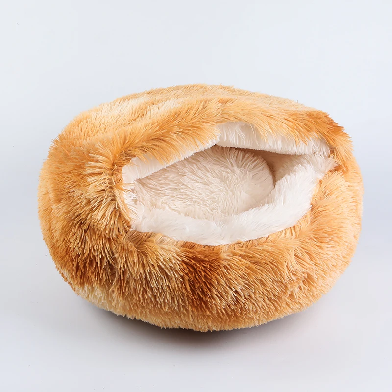 Best-Selling Dog Bed Half Closure Round Dog Cushion Cover Plush Cat Nest Anti-slip Bottom Kennel Soft Comfortable Bed For Dog