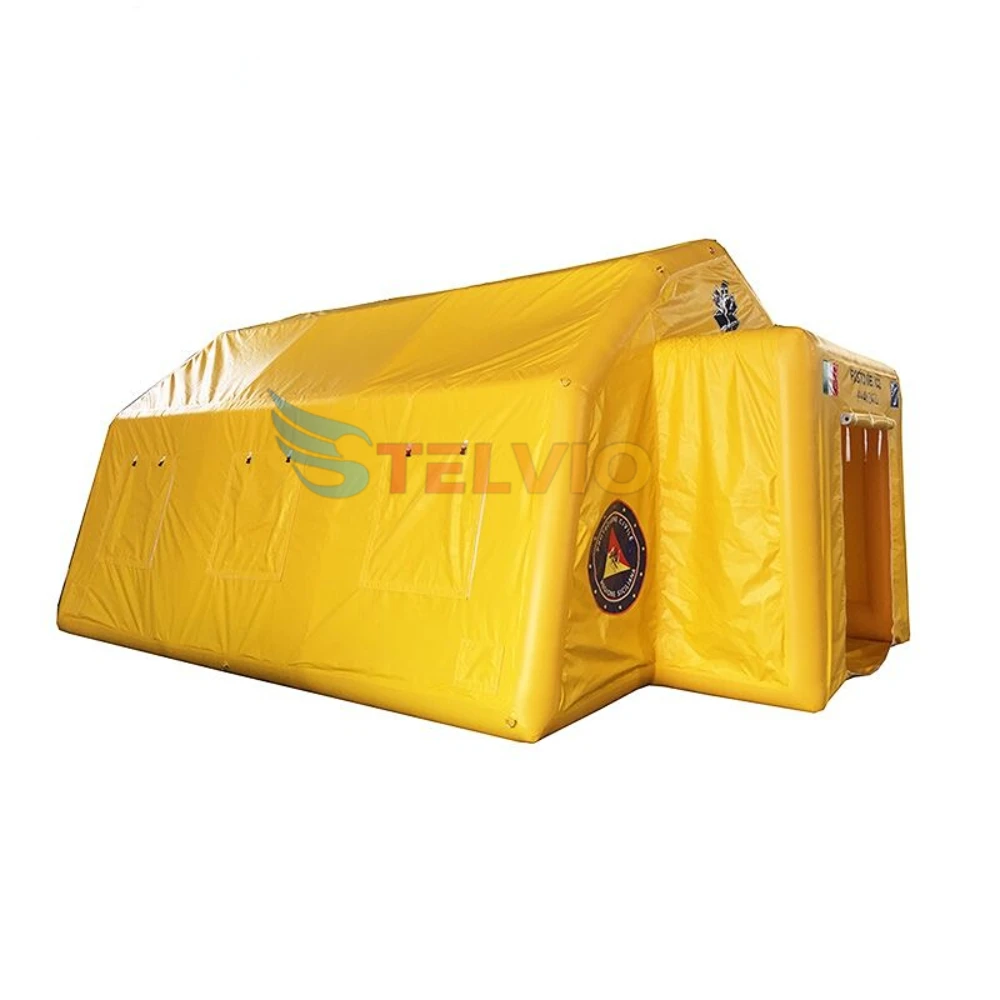 Double Safe Manufacturer Custom Live Green Large Canvas Camping Medical Inflatable Disaster Relief Tents