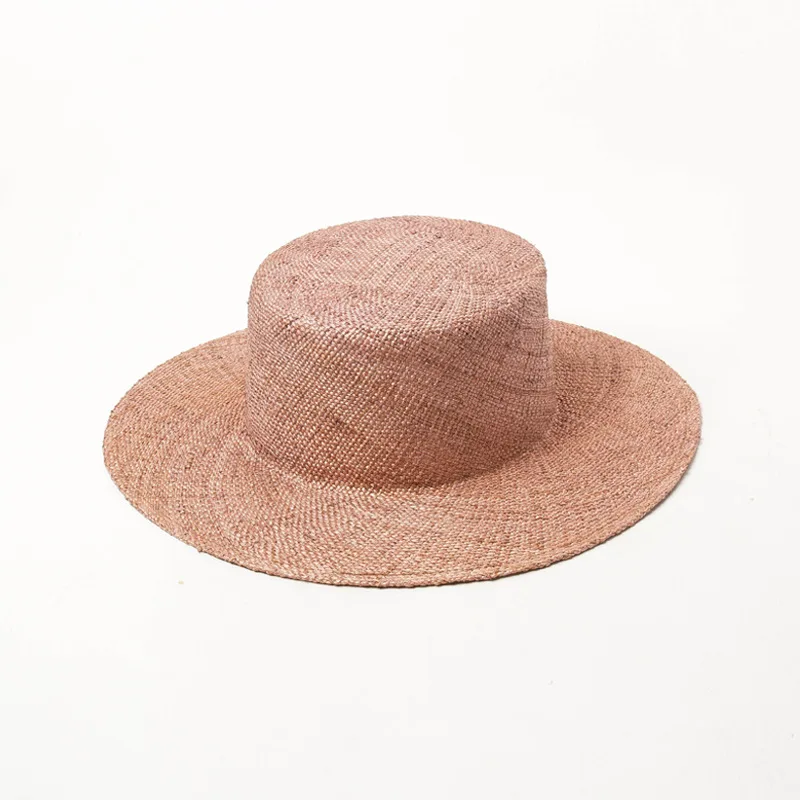 Hot selling solid ladies straw visor plain hats with logo