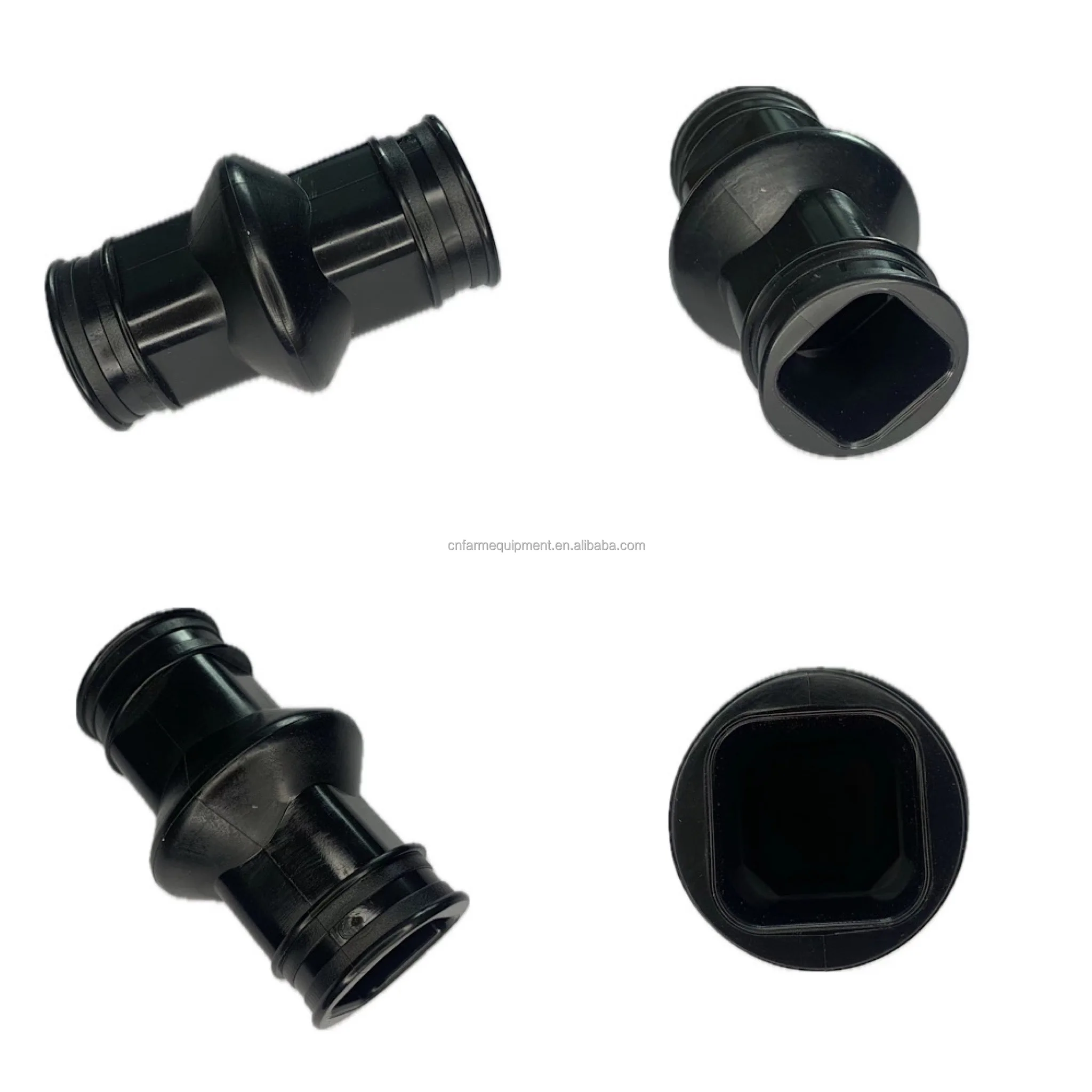 PVC water pipe joint black rubber connector joint with pipe clamp used in poultry farm automatic drinking line equipment