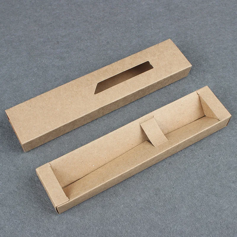 custom logo drawer gift kraft paper boxes with window empty pencil case packaging boxes