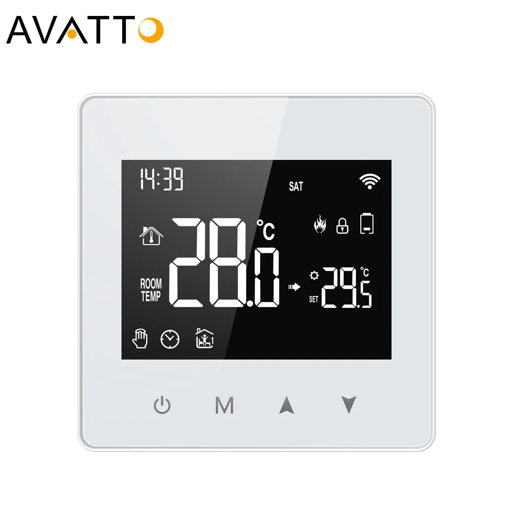 Водяной газовый котел AVATTO с аккумулятором, сухой контакт, термостат Tuya Zigbee, регулятор температуры для умного дома, подогрев пола