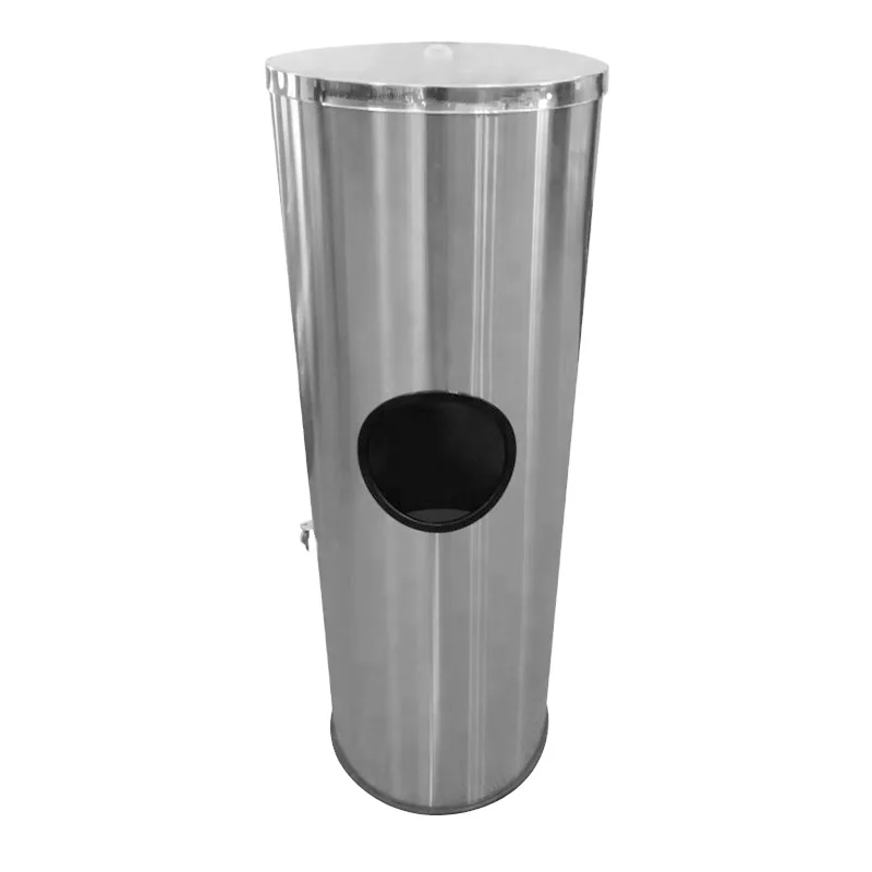 Hospital Gym Station Office Stainless Steel Floor Stand Disposal Wet Wipes Dispenser Holder With Waste Bin