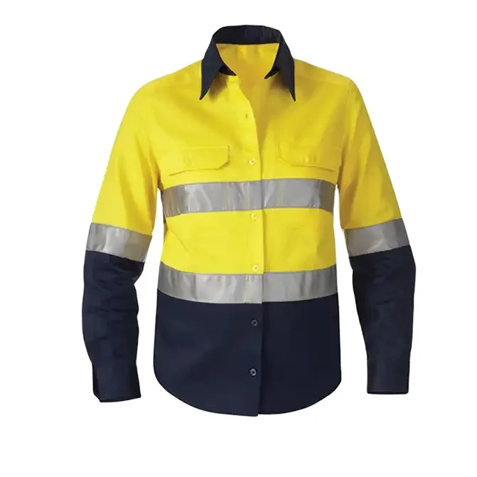 Wholesale polyester Mens Reflective Shirts and Pants Orange long sleeves  high quality safety work wear uniform for men