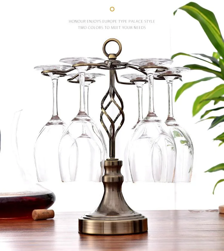 Wine Display Rack Wine Glass Metal Rack Creative Wine Shelf Double Bottle Six Cup Holder