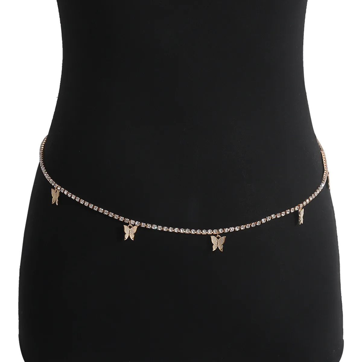  2021 trendy Personalized women Crystal Waist Chain gold silver rhinestone Butterfly belly chain Body