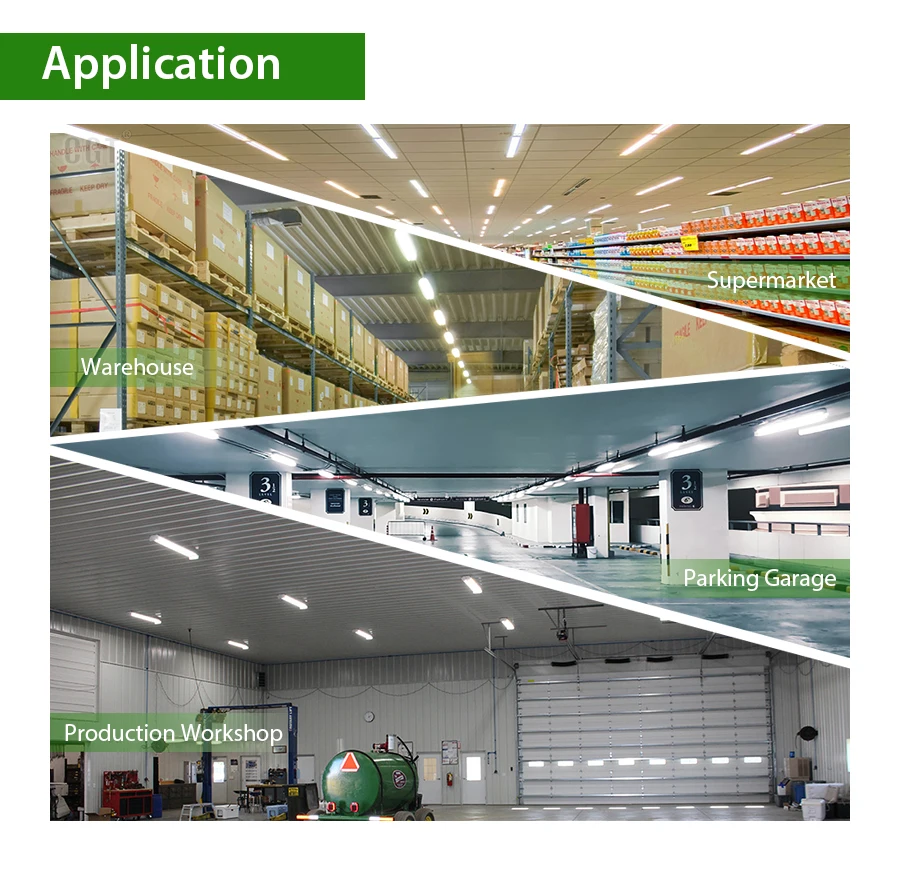 4FT 150lm/w LUMINOUS EFFICACY IP66 Wet Location Emergency Driver Available LED Vapor Tight Trip-proof Light For Outside Walkways