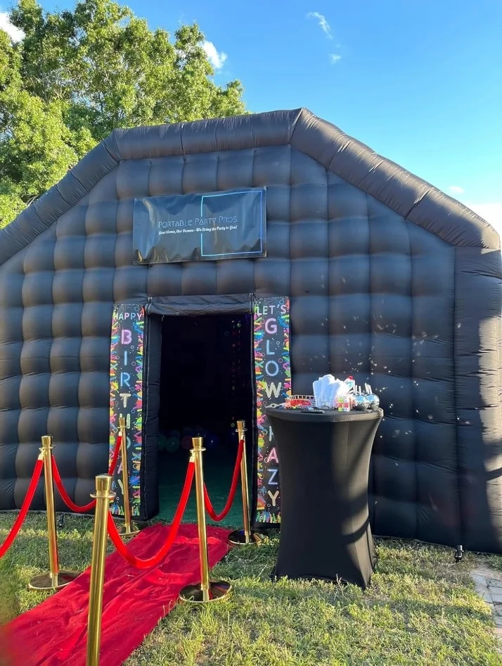 OZIS Black Giant Inflatable Night Club Large Blowup Tent Inflatable Bar Pub With Disco Lights