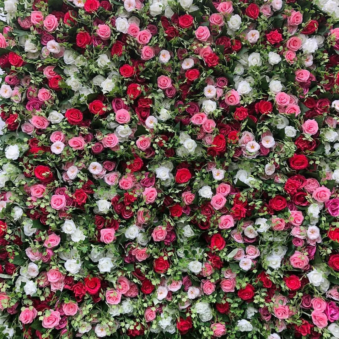 Custom 5D 3D Flowerwall White Pink Red Ombre Roll Up Wedding Decor Cloth Artificial Silk Peony Rose Flower Wall Panel Backdrop