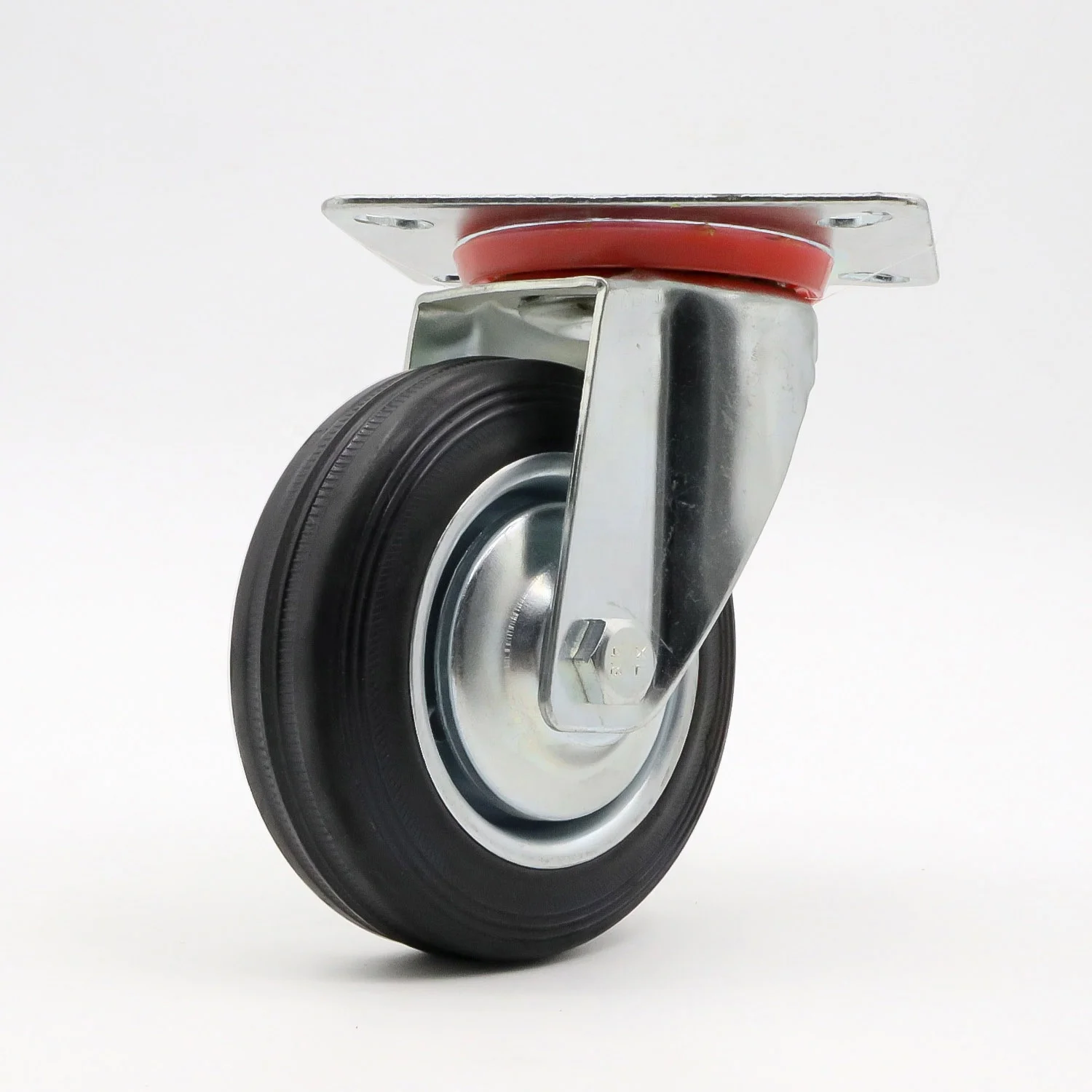 3 4 5 6 8 10 Inch Zinc Plated Black Solid Rubber Oil Proof Wheel Castor Rigid Swivel Locking Brake Trolley Cart Garbage Casters