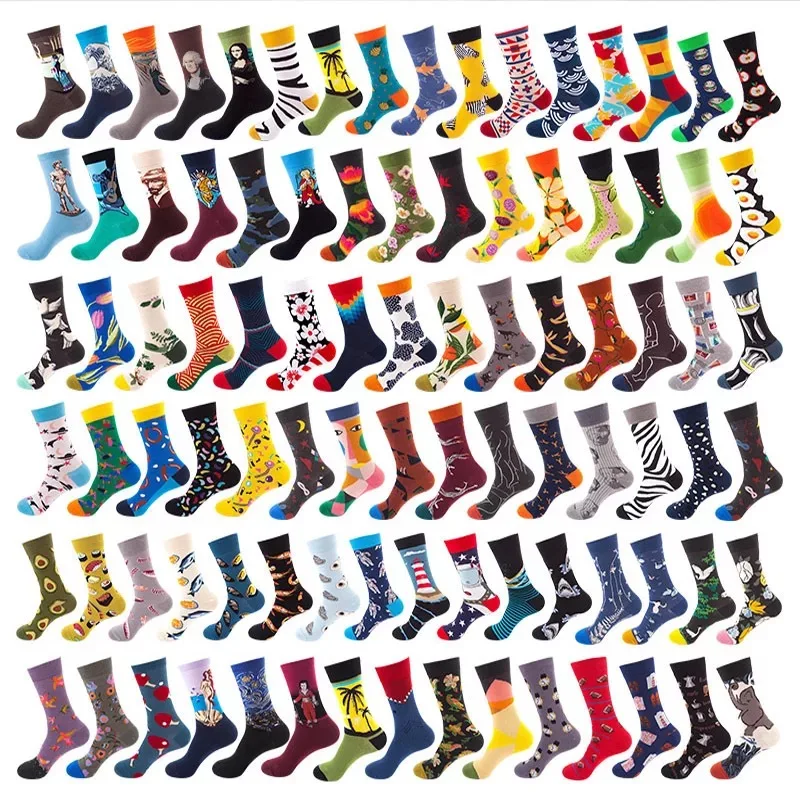 dropshipping funny crew cartoon socks custom logo mens comics socks wholesale crazy super hero socks happy design high quality