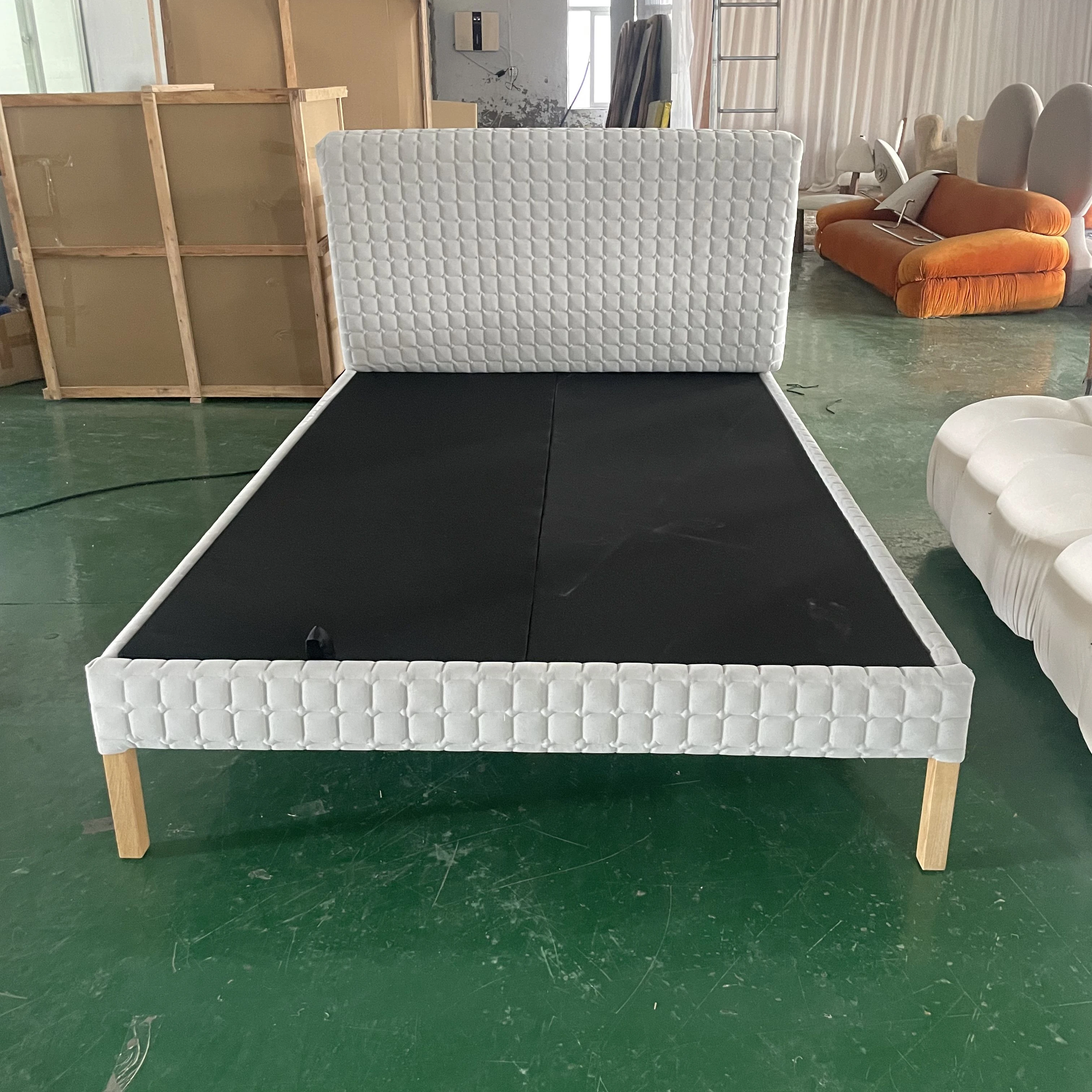 Europe modern furniture luxury fabric upholstery bed used double bed fabric upholstery bed