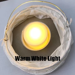 10*15cm White Hanging Cylinder Collapsible Paper Lantern with CR2032 Cell LED Light for Wedding Party Festival Decoration