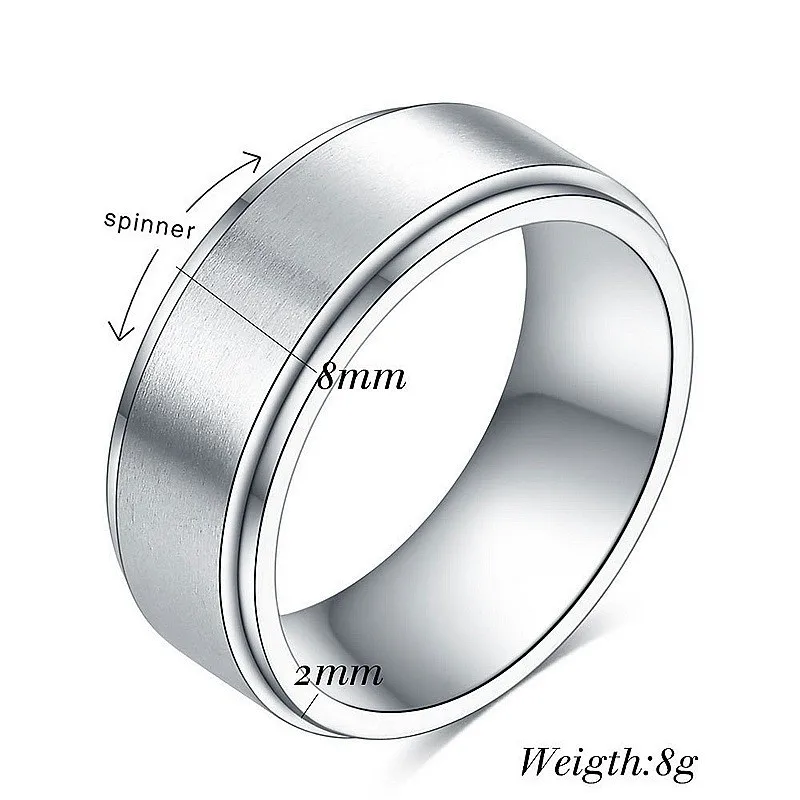 Blank can engrave Titanium Steel Couple Jewelry Gold Silver Fidget Spinning Ring Spinner Rotating Stainless Steel Ring For Men