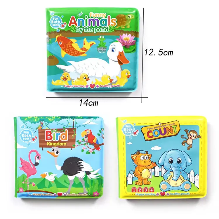 Early Educational Bathroom Toys Activity Waterproof Pages Soft Baby EVA Cartoon Bath Books with BB Whistle