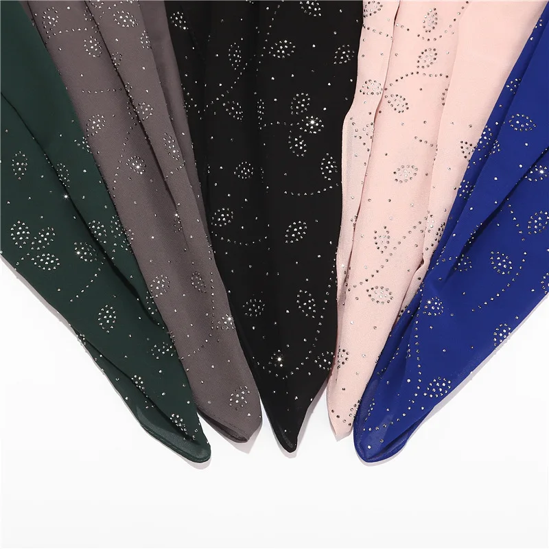 wholesale malaysia muslim shawl chiffon voile   rhinestone scarf women hijab