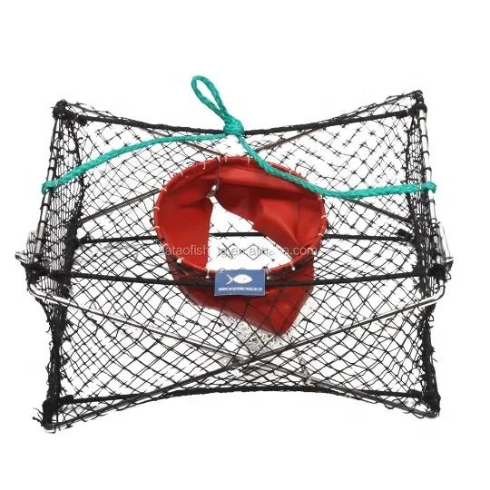 portable folding fishing Crab Shrimp Crawfish Lobster Trap  with PE fishing net crab trap aquaculture trap for fish