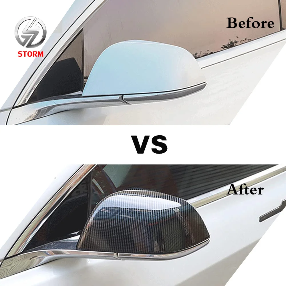 Add On Style Carbon Fiber Mirror Cover For 2019+ Tesla Model 3 Model Y