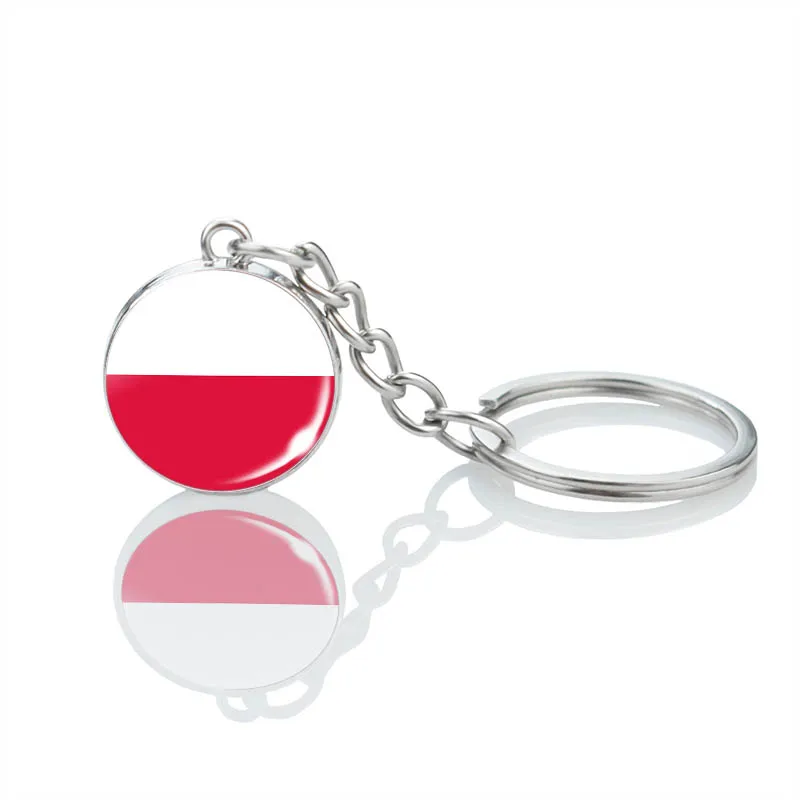 National Flag Key Chain Poland Czech Republic Slovakia Hungary Germany Austria Switzerland Liechtenstein Glass Ball Key Ring