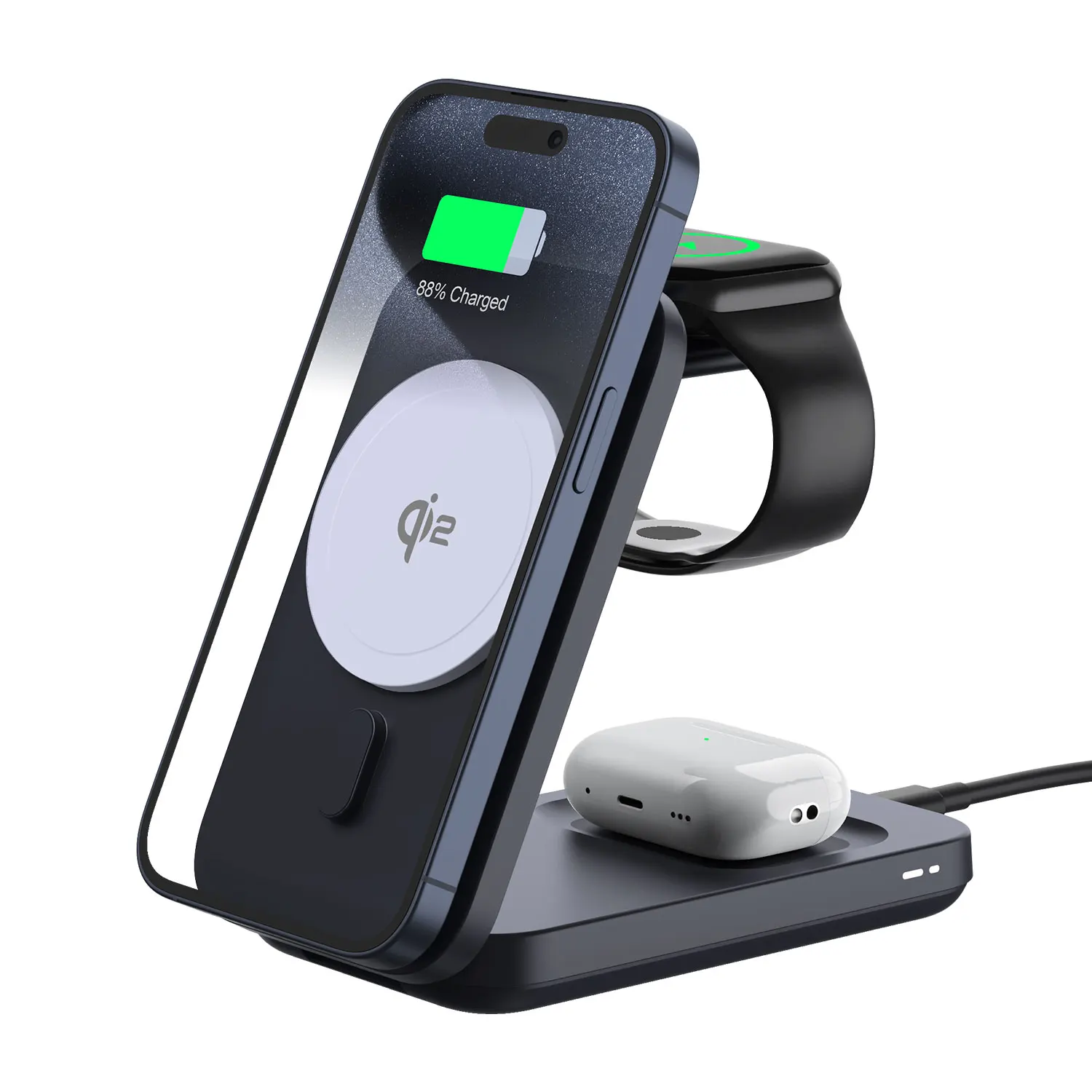 Newest Top Ranking Products 2024 Qi2 Quick Charging Custom Logo Wireless Charger 3 in 1 Magnetic 15W Fast Charging Station
