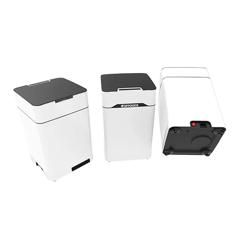 Portable Cordless Smart Vacuum Bin Multifunction Induction Trash Can Plastic for Office Bedroom Kitchen in Black & White 600W 6L