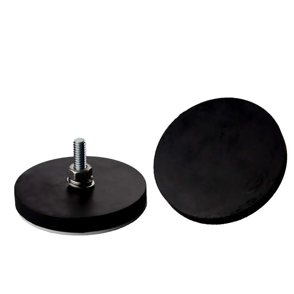 Rubber Coated Round Pot Magnet D88x8 M6 Anti Scratch Car LED Camera Mount Hold