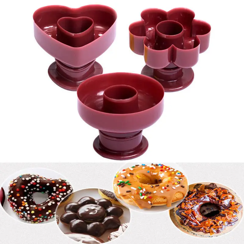New Arrival Kitchen Flowers Heart Round Shape Donut Maker Cutter Reusable Non-Stick Cake Bread Dessert Doughnut Bakery Mold