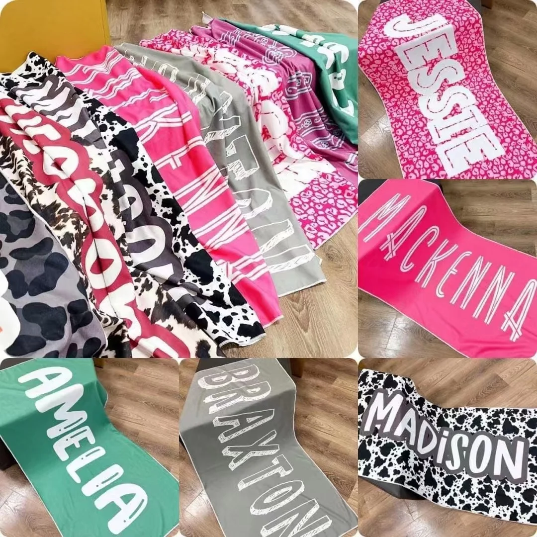 Custom name and font style beach baby adult  towel personalized vacation gift pool bath towel