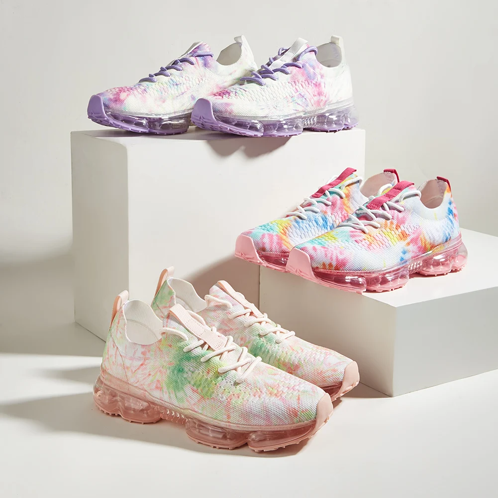 OEM school shoes girls tie-dye sneaker top quality Breathable sock running shoes for women casual shoes