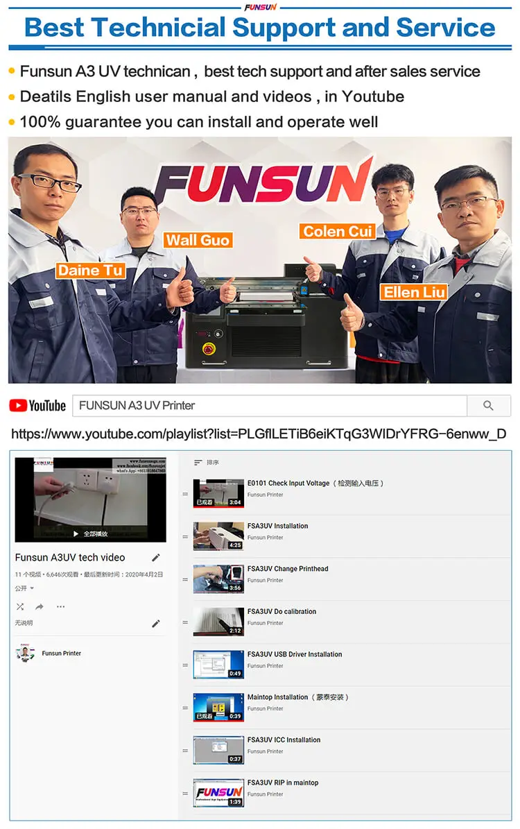 Funsun Factory Direct Wholesale A3 UV Flatbed Printer for Phone Case Cup Glass PVC Wood Leather