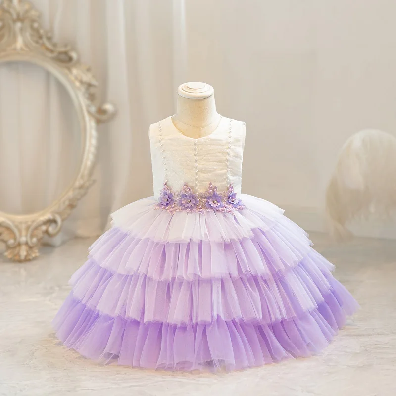 Kids Clothing Baby Clothes Beautiful Baby Flower Girl First Birthday Party Wear Children Evening Dress AX173