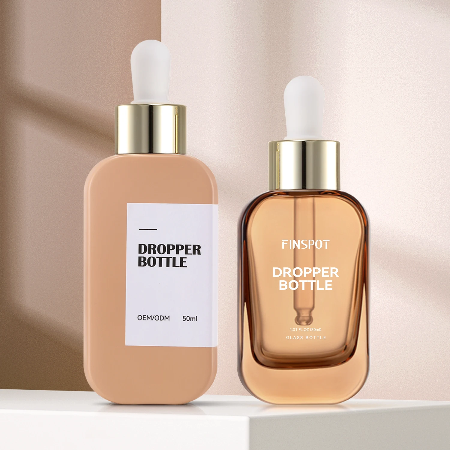 Стеклянная Матовая бутылка-капельница с плоским плечом 30 мл 50