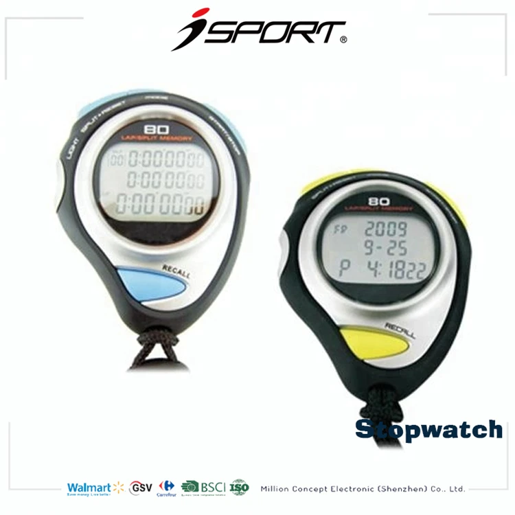 Water Resistant 100 Laps Memory Professional Sport Timer 3 Row Stopwatch