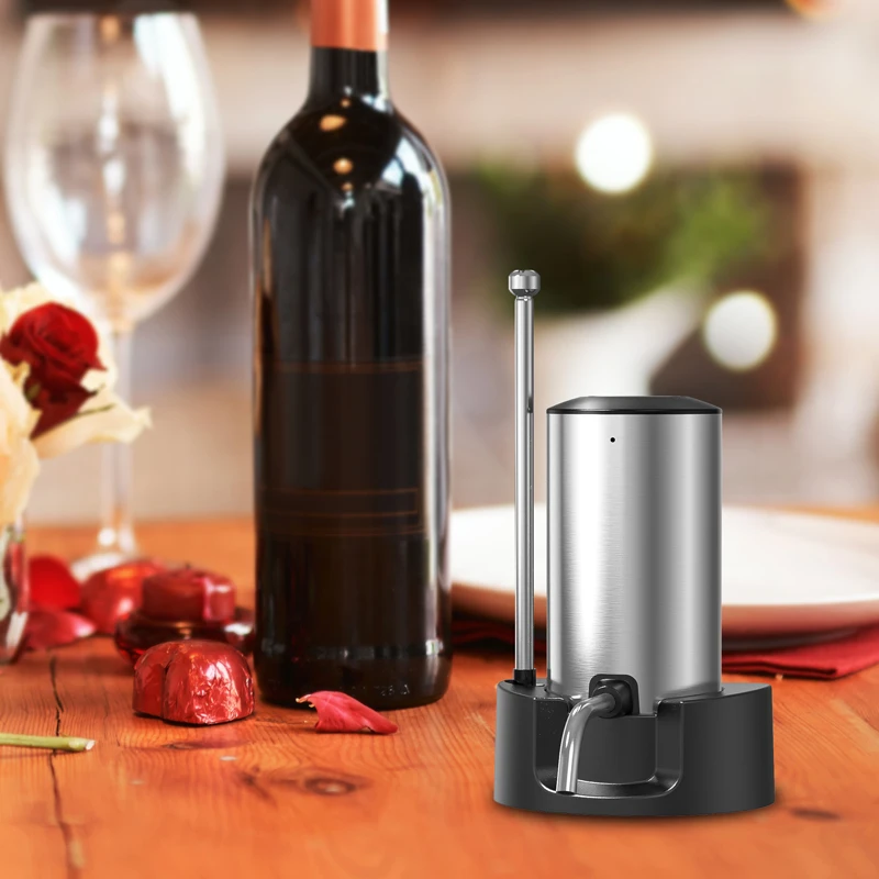 Fast Delivery Portable USB Charging Smart Electric Wine Aerator and Dispenser with Base