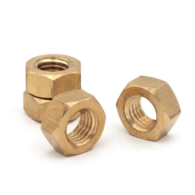 DIN934 Nut and Bolt Manufacturing Fastener Solid Brass Copper Hex Hexagon Nut for M2-M24 Screw Bolt Metric Thread
