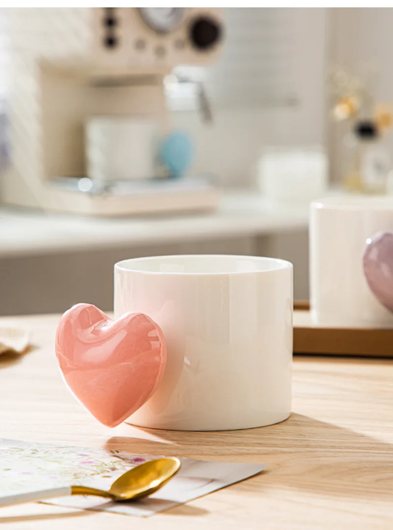 Lovely girl heart ceramic cup 3d heart mug