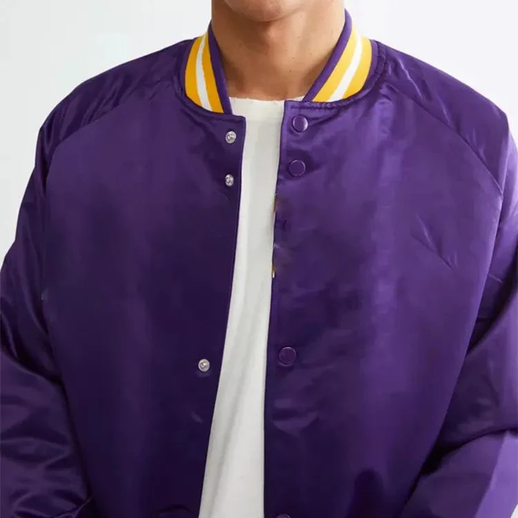 Custom College Pilot Jacket Embroidered Baseball Jacket Reversible Silk Satin Varsity Jacket For Men