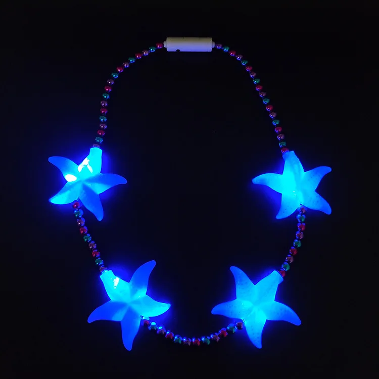Fashion Led Light Up Necklaces Party Starfish Necklace Festivals Decorations Flashing Led Beads Necklace