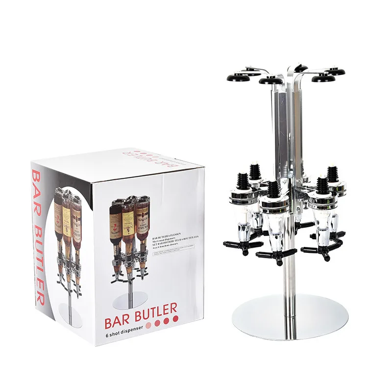 6 bottle rotating hanging wine drink dispenser bar Aluminum vertical liquor dispenser